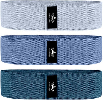 Hatha Yoga Large Resistance Band,14.5" x3.15",Fabric Exercise Loop Bands with Instruction Guide and Carry Bag, Set of 3.