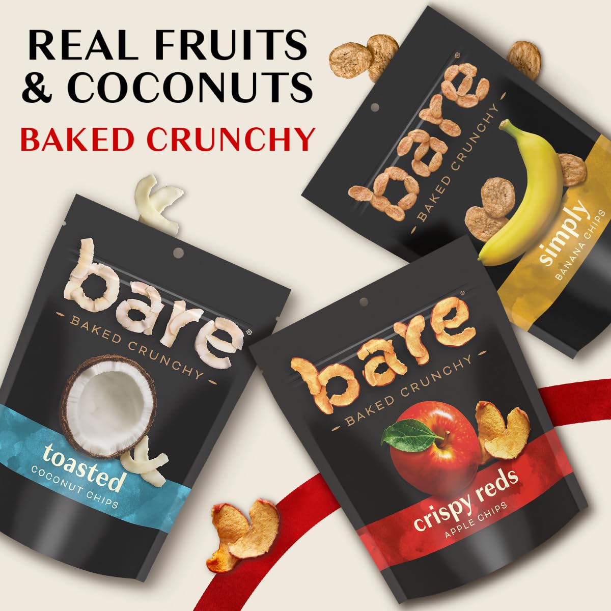 Bare Baked Crunchy, Apples Fuji & Reds and Cinnamon Variety Pack, 0.53 Ounce (Pack of 16)