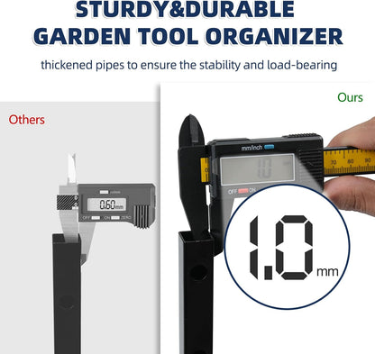 Garden Tool Organizer and Storage, Yard Tool Organizer for Garage Up to 41 Tools, 3-tire Yard Tool Holder Holding Long Handled Tools for Shed Garden Outdoor