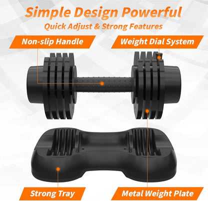 Ativafit 27.5/66/88LBS Pair Adjustable Dumbbell Set with Anti-slip Handle 12 In 1 Quick Dial Adjustment Weights With Safety Locking Button Space Saving Strength Training for Full Body Home Gym Workout