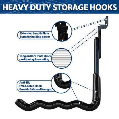 3-H Slatwall Accessories 10 Wave Hooks, Slatwall Hooks & Hangers, Slat Wall Hanging Hooks Heavy Duty, Proslat Accessories for Garage Storage Wall Panels Organzing Garden Tools Chairs Ladder(Black)