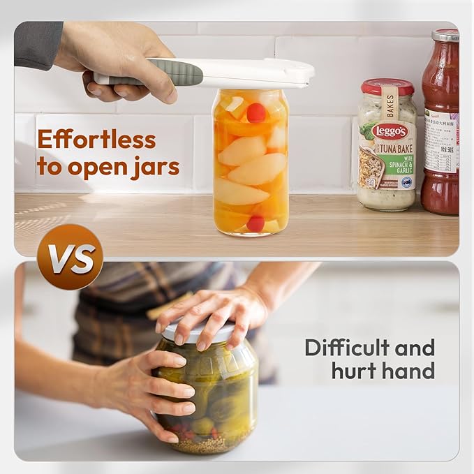 Jar Opener for Seniors, Ideal Bottle Opener, Easy Grip Jar Opener & Under Cabinet Car Opener Effortless to Unscrew Any-Sized Lid, Essential Kitchen Gadgets for Weak Hands or Arthritis