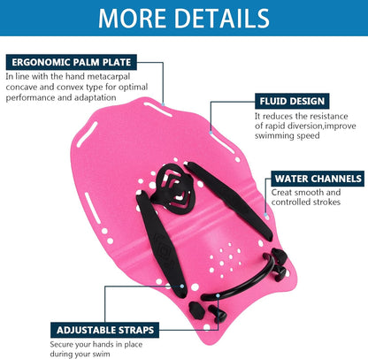 Hikeen Swim Paddle Hand for Adult and Junior, Swim Training Hand Paddles with Adjustable Straps, Swimming Hand Paddles for Training