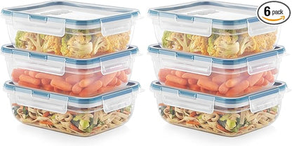 Snapware Food Storage Containers, Plastic, 8.5-Cup, Rectangular | Leakproof & Airtight | BPA-Free | Microwave & Dishwasher Safe | Pack of 6