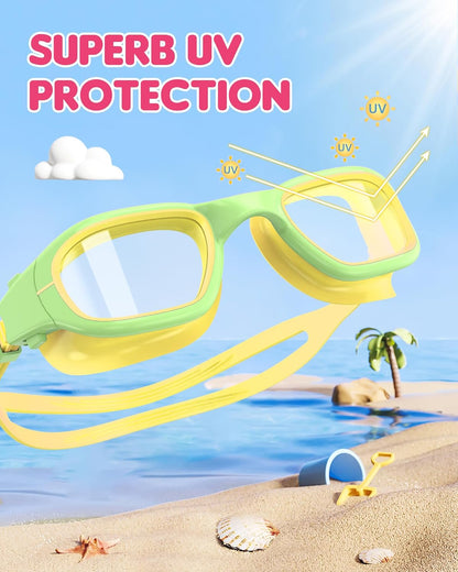 Kids Swim Goggles,Swimming Goggles for Kids 6-14, Anti-Fog UV Protection Pool Glasses for Boys Girls