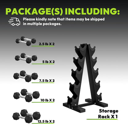 Hex Dumbbell Sets with Rack, 60-550 lb Rubber Encased Exercise & Fitness Dumbbells Set with Rack Option, Hand Weight for Strength Training, Weight Dumbbells