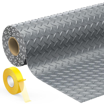 7.8 x 20 FT Garage Floor Mat, 2.8mm Thickness Diamond Plate Vinyl Garage Flooring Roll for Under Car, Large Size 156 SQFT for Large SUVs, MPV, Pickup Truck