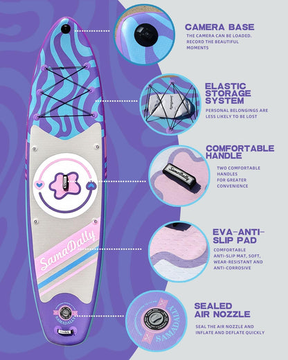 11'Stand Up Paddle Boards Surf Control with Premium SUP Board Accessories Backpack & Removable Fins, 34" Wide Inflatable Paddle Boards of All Skill Levels