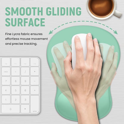 Ergonomic Mouse Pad with Wrist Rest, Gel Wrist Support, Aquamarine | 10.2 x 7.6 in Mouse Pad with Smooth Fabric Surface and Non-Slip Rubber Base for Office, Home, Study, and Gaming
