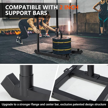 TE DEUM Weight Training Pull Sled, Fitness Strength Speed Training Sled, Steel Power Sled Workout Equipment for Athletic Exercise and Speed Improvement, Only Suitable for 2" Weight Plate