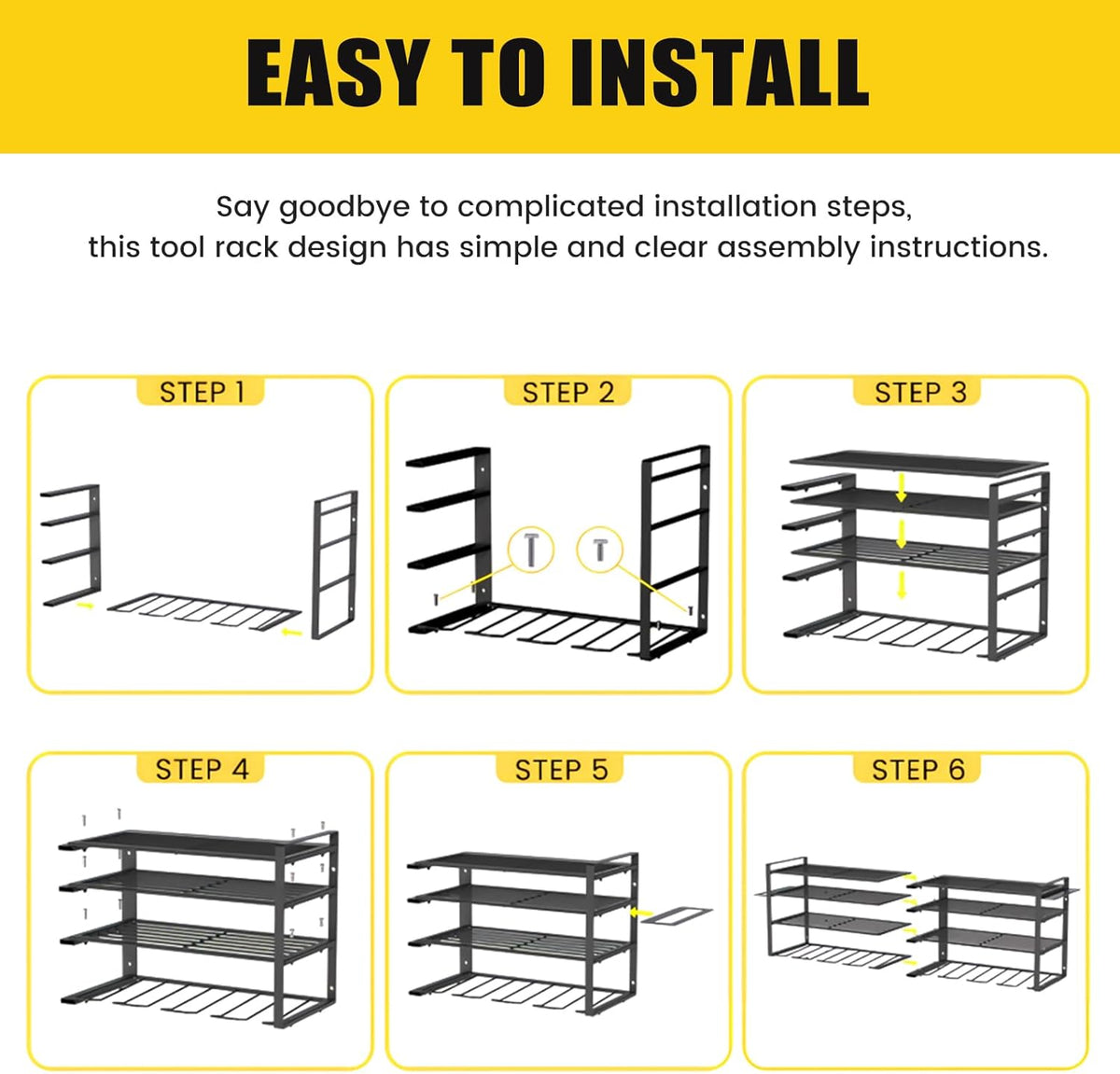 Wall Mount Power Tool Organizer, 4 Layer 12 Drill Hangers Storage Rack, Tool Organizers and Storage for Garage, Workshop, Pegboard, Shed - 50 inch