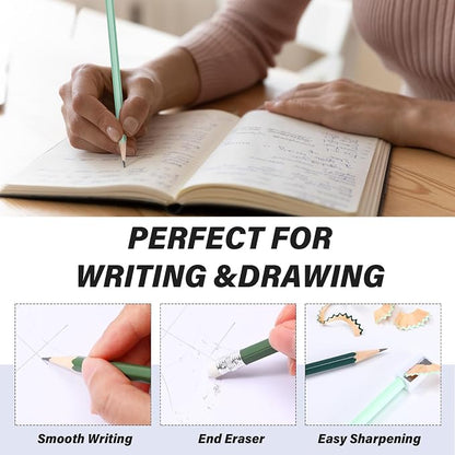 TecUnite 120 Pcs #2 HB Pencils with Eraser,Green Series
