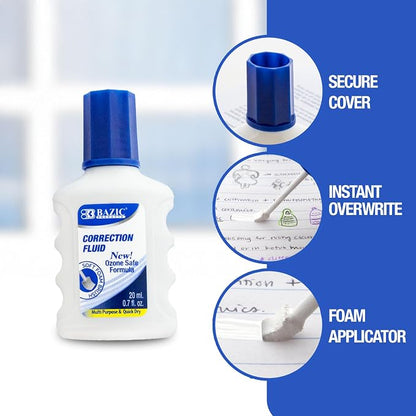 BAZIC 20 mL / 0.7 fl. oz. Correction Fluid w/Foam Brush