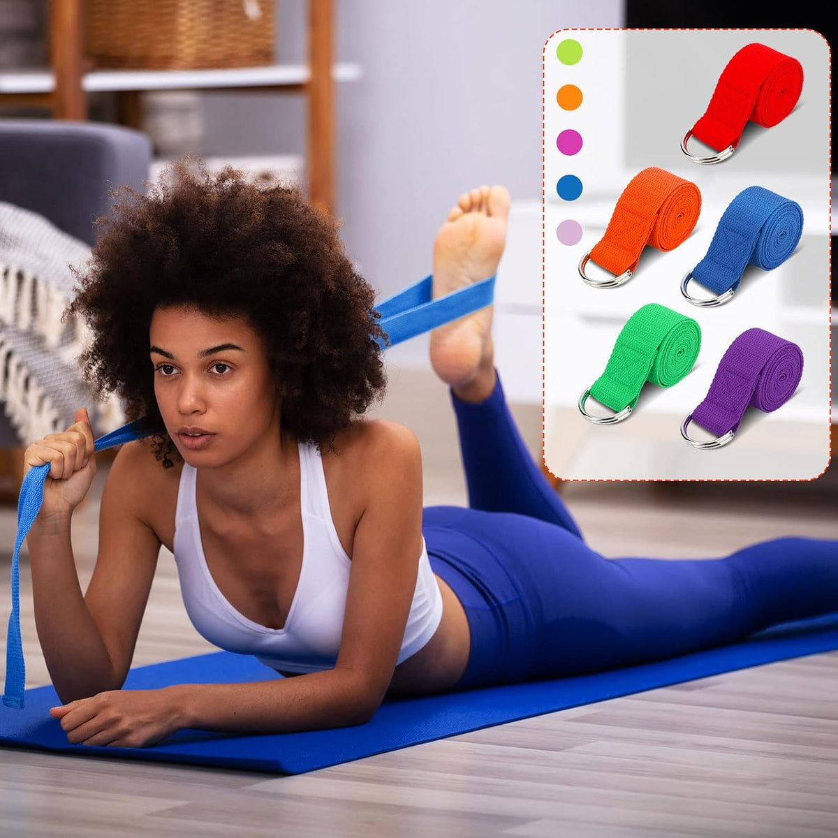 Jerify 10 Pcs Yoga Strap for Stretching Bulk 6ft Exercise Stretch Band with Metal D Ring Adjustable Pilates Non Elastic Yoga Stretch Belt for Women Men Physical Fitness Gym Workout Dance