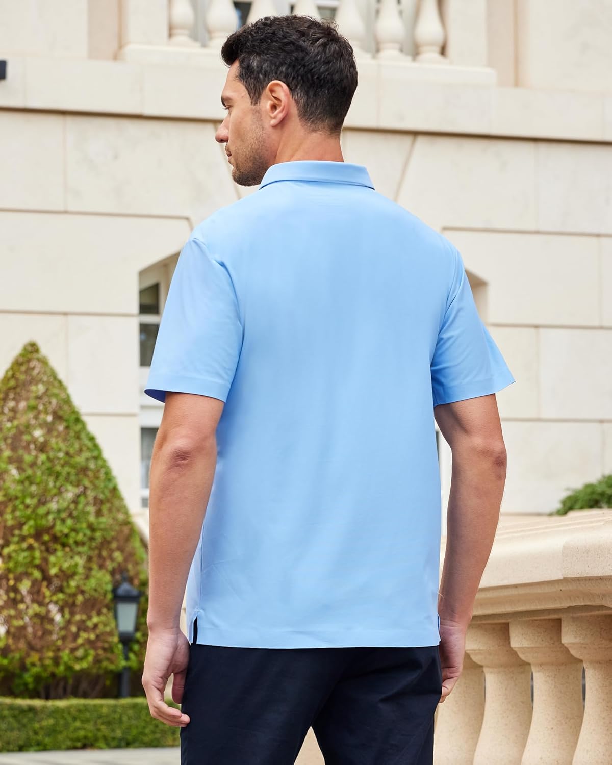 SAMERM Golf Shirts for Men Super Stretch Jacquard Dry Fit Golf Polo Moisture Wicking Short Sleeve Polo Shirts for Men