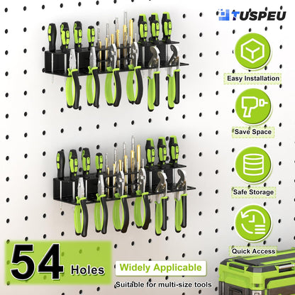 Screwdriver Holder Wall Mount,Heavy Duty Metal Utility Bit Organizer for Screw driver Pliers Drill Bits Small Tools,Screwdriver Organizer Suitable Garages Homes Workshops Sheds (54 holes 2pc)