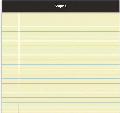 Staples Legal Pads, 8.5x11.75 Inch, Wide Ruled, Yellow, 12-Pack