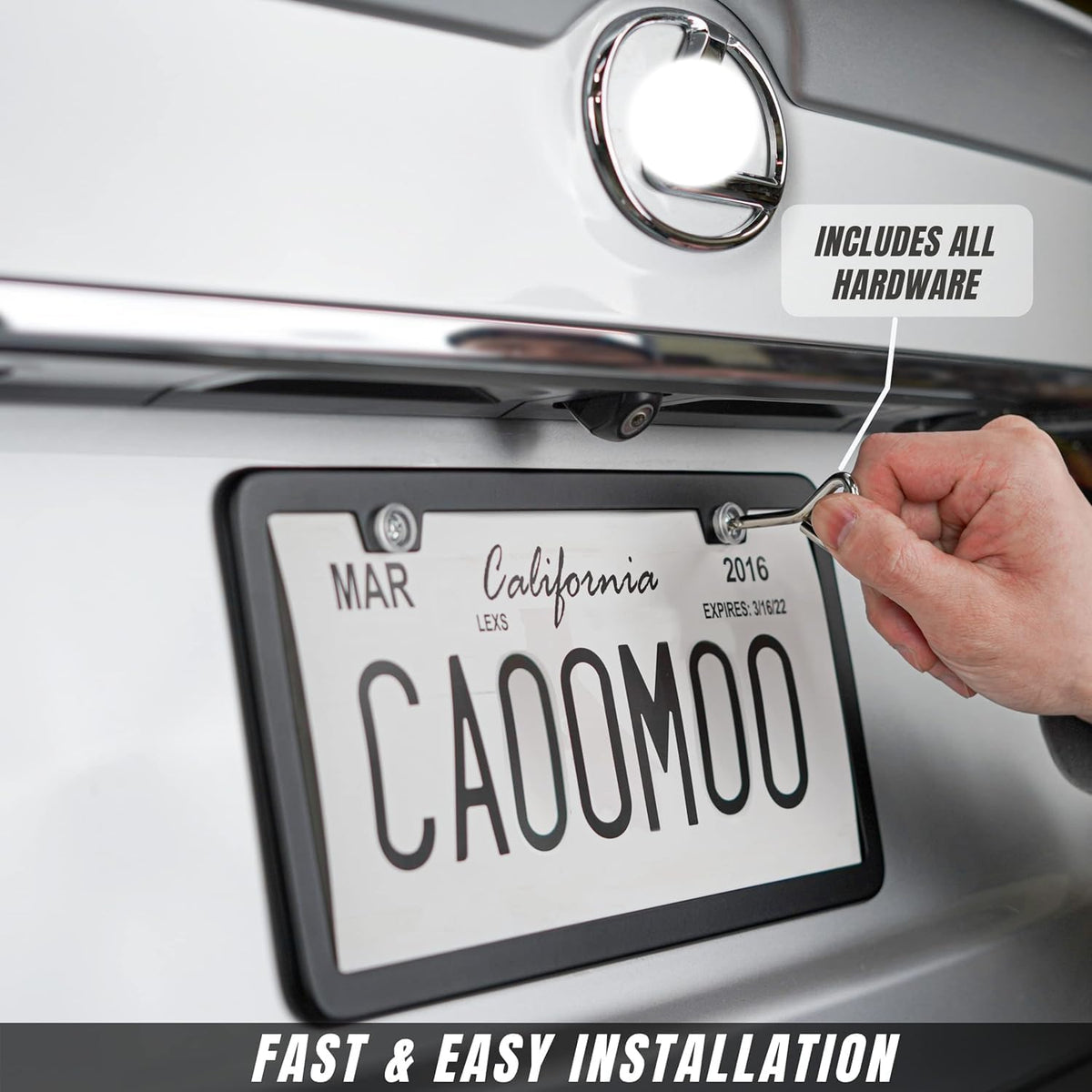 License Plate Frames,2 Packs Front Rear Car Tags,Aluminum Alloy License Plate Cover,No Rust,Water Proof,Wear Resistant,Car Accessories (Two Holes Frame)