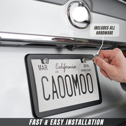 License Plate Frames,2 Packs Front Rear Car Tags,Aluminum Alloy License Plate Cover,No Rust,Water Proof,Wear Resistant,Car Accessories (Two Holes Frame)
