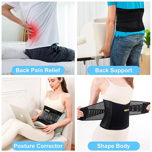 Back Support Belt for Women and Men, Lower Back Brace, Back Stretcher for Lower Back Pain Relief, Scoliosis, Sciatica,Herniated Disc,Protect,Training Belt for Workout 04 Black-XXL