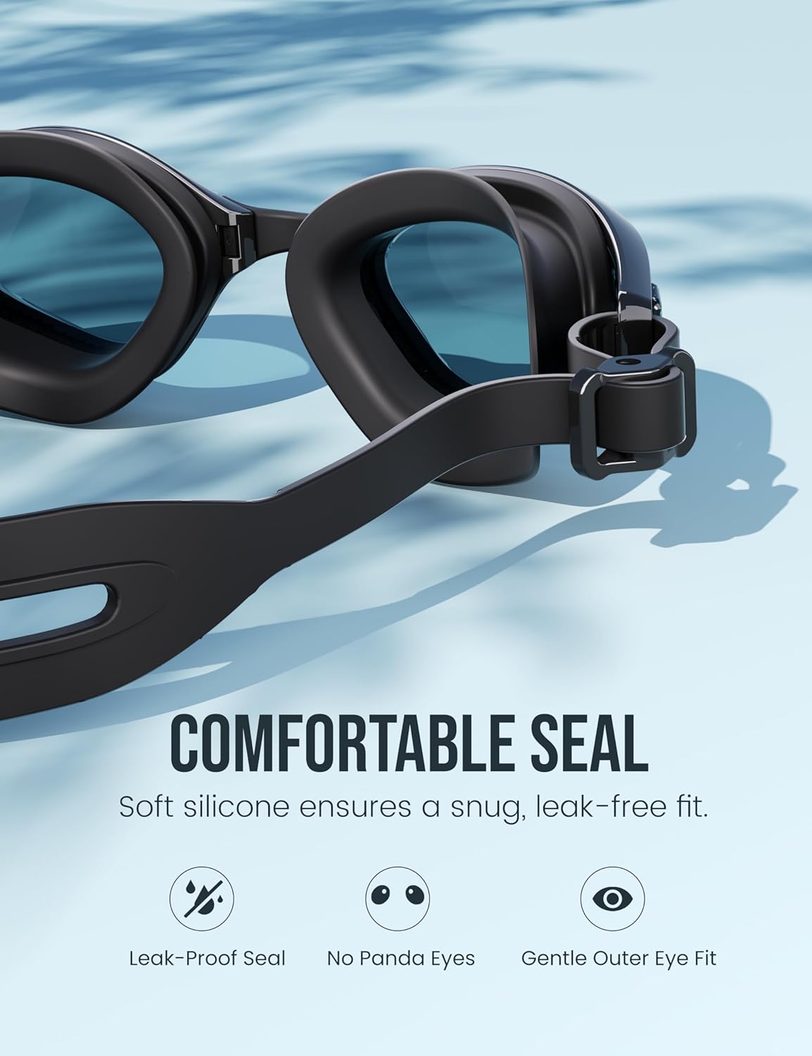 Swimming Goggles, No Leaking Swim Pool Goggles for Adults with Fog-Resistant, UV-Blocking Lenses for Men Women Youth