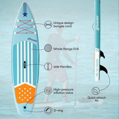Inflatable Paddle Board,Stand Up Paddle Board Set, Extra Wide SUP Board with Removable Fin, Floating Paddle, Hand Pump, Waterproof Phone Pouch,Traveling Board