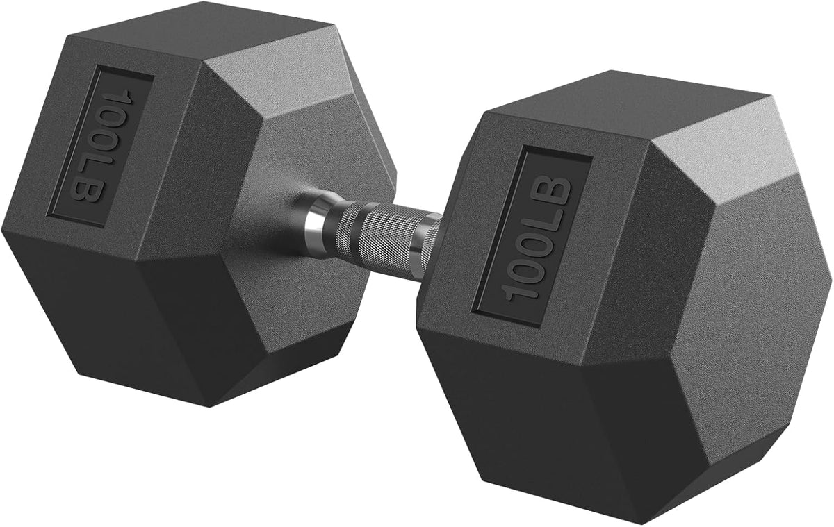 Hex Dumbbell 40-125 lb, Rubber Encased Exercise & Fitness Dumbbells, Hand Weight for Strength Training