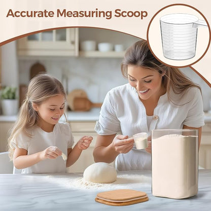 ComSaf 3.6Qt Glass Food Storage Containers, Cereal Storage Containers with Airtight Lids, Large Square Glass Jars with Bamboo Lids, for Rice, Pasta, Oats, Grains, Coffee Beans