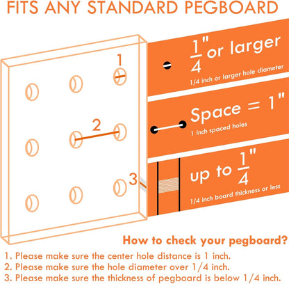 G.CORE 8-Pack Pegboard Hooks, Peg Board Tool Utility Hooks & Hangers Fit 1/4" Pegboards, Heavy Duty Metal Peg Board Shelving Hooks, Wall Organizers and Storage for Craft Room Garage Workbench Office