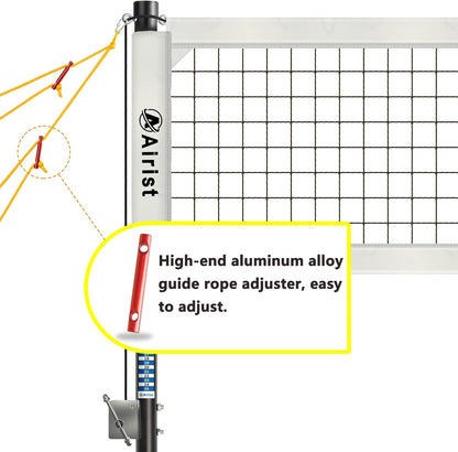 Heavy Duty Volleyball Net Outdoor with Steel Anti-Sag System, Adjustable Aluminum Poles, Professional Volleyball Nets Set for Backyard and Beach, Volleyball and Carrying Bag