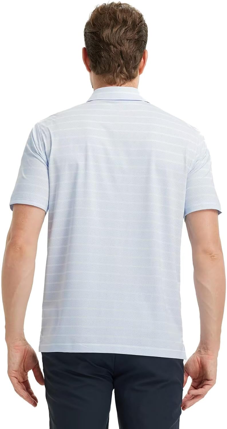 M MAELREG Golf Shirts for Men Short Sleeve Dry Fit Casual Striped Performance Moisture Wicking Collared Mens Polo Shirts