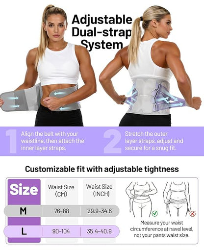 Back Brace for Women, Support Brace for Lower Support Back Pain Relief | Adjustable Lumbar Support Belt, Ergonomic Breathable Immediate Relief Brace for Herniated Disc Sciatica Scoliosis,Purple,L