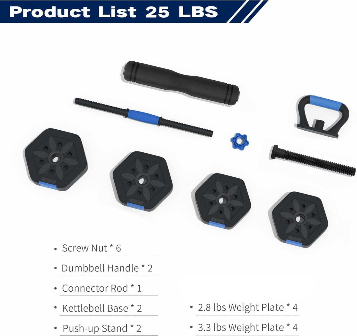 VIVITORY Dumbbell Sets Adjustable Weights, Free Weights with Connector, Non-Rolling Adjustable Dumbbell Set, Barbell for Home Gym, Hexagon, Cement Mixture