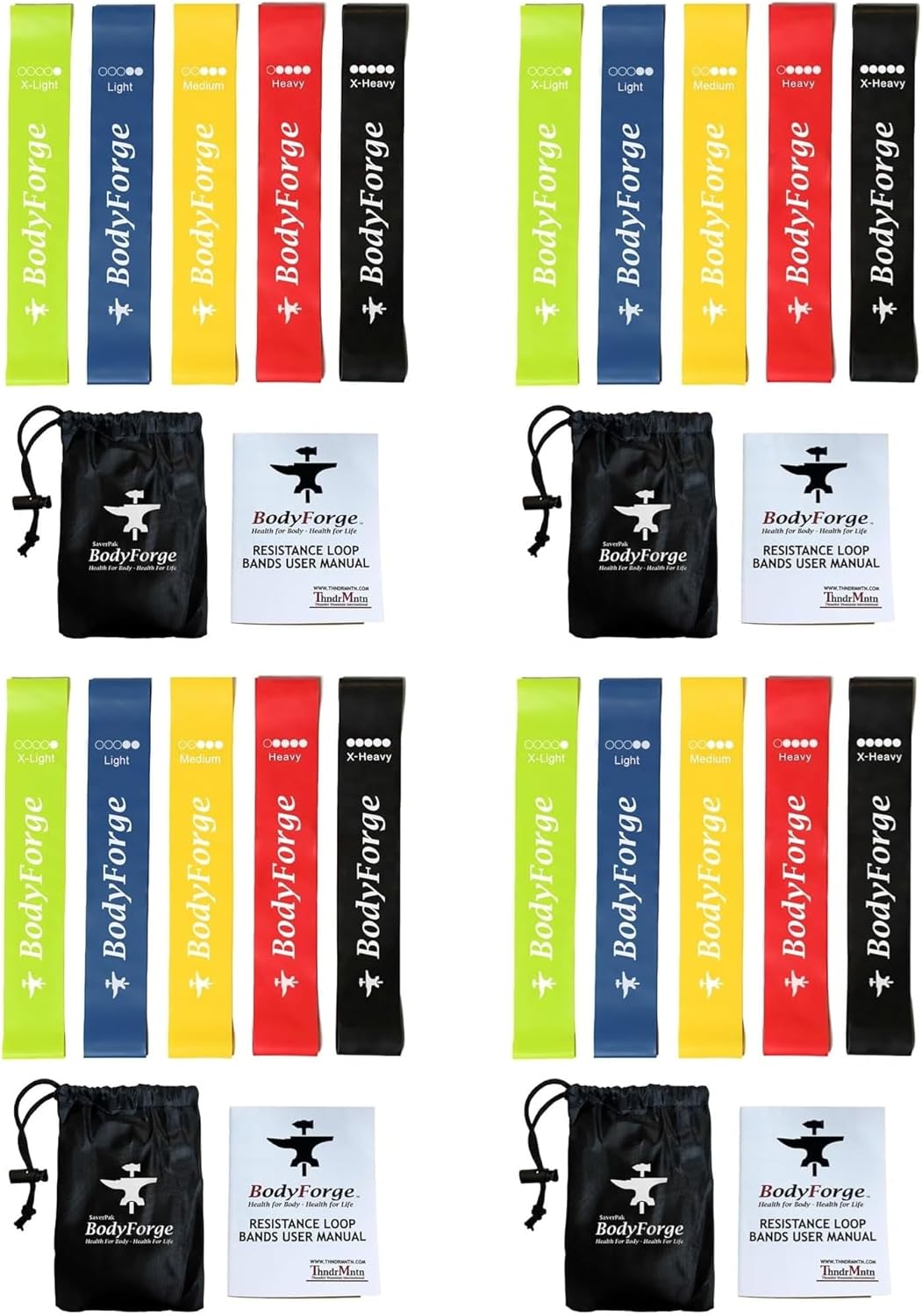 BodyForge Resistance Bands for Working Out for Women Men for Exercise Bands Resistance Bands for Legs Bands for Working Out Hip Thigh Glute Bands with Instruction Guide and Carry Bag, Set of 5