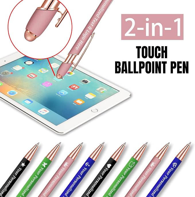 STREADVE Personalized Custom Pens 20 Engraved Writing Pen with Name Logo, Customized Promotional Items Stylus Pen Gifts for Men Women Realtor Nurse Wedding Business, Black