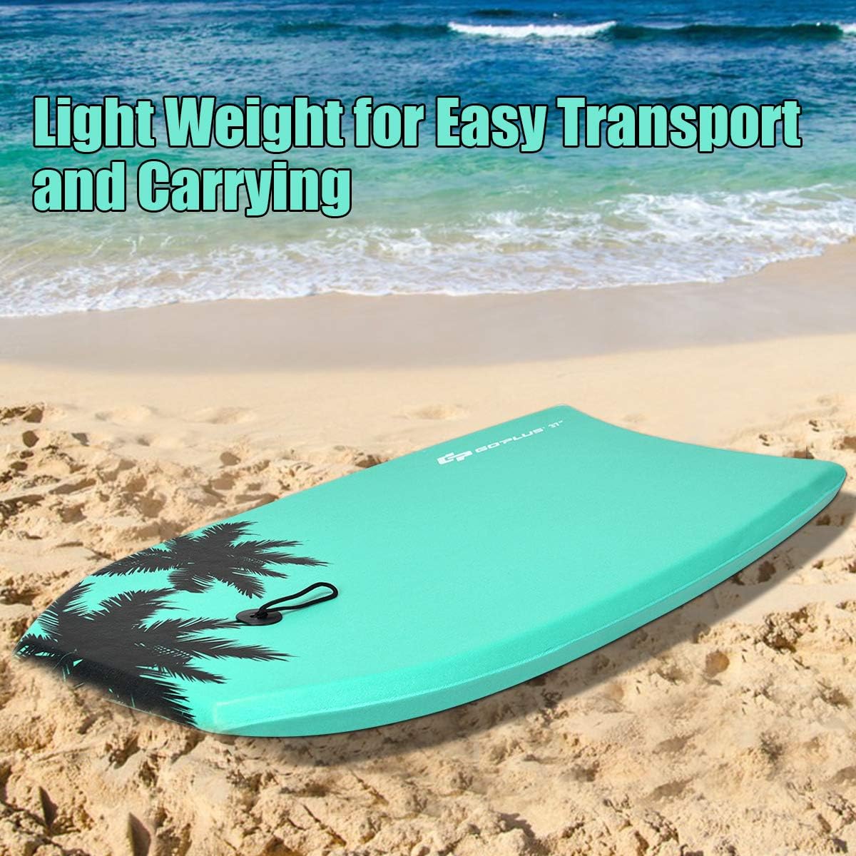 Goplus 41''/37''/33'' Lightweight Body Board for Beach, Surf Board with EPS Core, XPE Deck, HDPE Slick Bottom, Wrist Leash, Bodyboard for Kids Adults Surfing