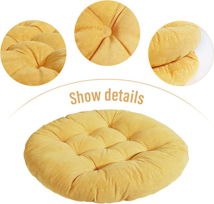 Tiita Floor Pillows Cushions Round Chair Cushion Outdoor Seat Pads for Sitting Meditation Yoga Living Room Sofa Balcony 22x22 Inch, Yellow