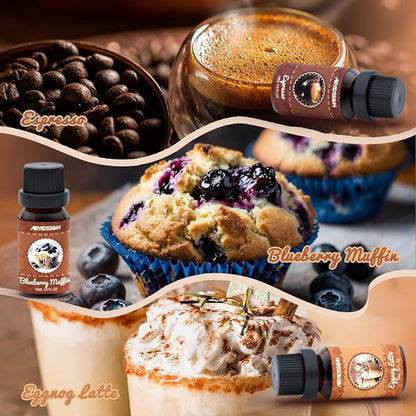 ARVIDSSON Coffee Fragrance Oils Set, Premium Essential Oils for Diffuser, Espresso, Vanilla Chai, Hot Chocolate, Blueberry Muffin, Eggnog Latte, Caramel Macchiato, Coffee Shop Scented Oils
