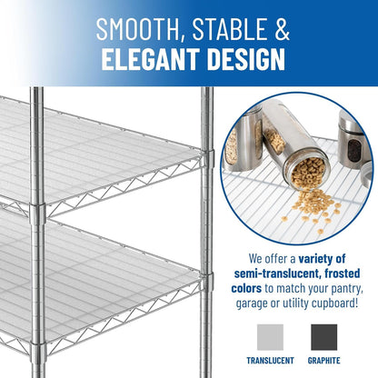 Shelf Liners for Wire Shelf System: Set of 5 in Graphite: 18 x 42 inch: Plastic Wire Shelving Shelf Mats