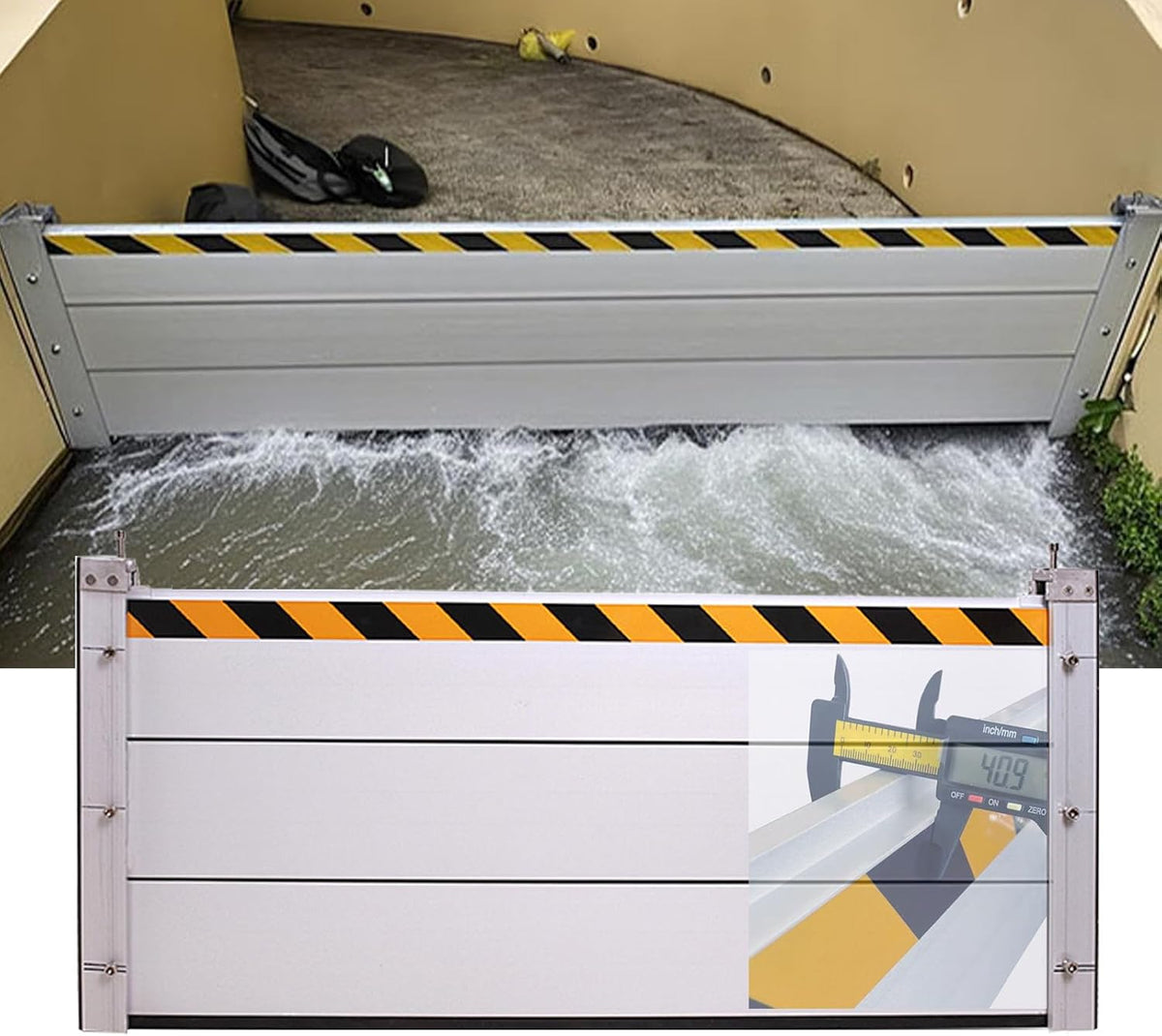 Reusable Heavy Duty Aluminum Flood Barriers for Home Exterior, Flood Protection Barriers Water Barrier Door Quick Detachable Garage Doors Detachable Mobile Rain Water Baffle ( H 55.1 inch L 11.5FT)