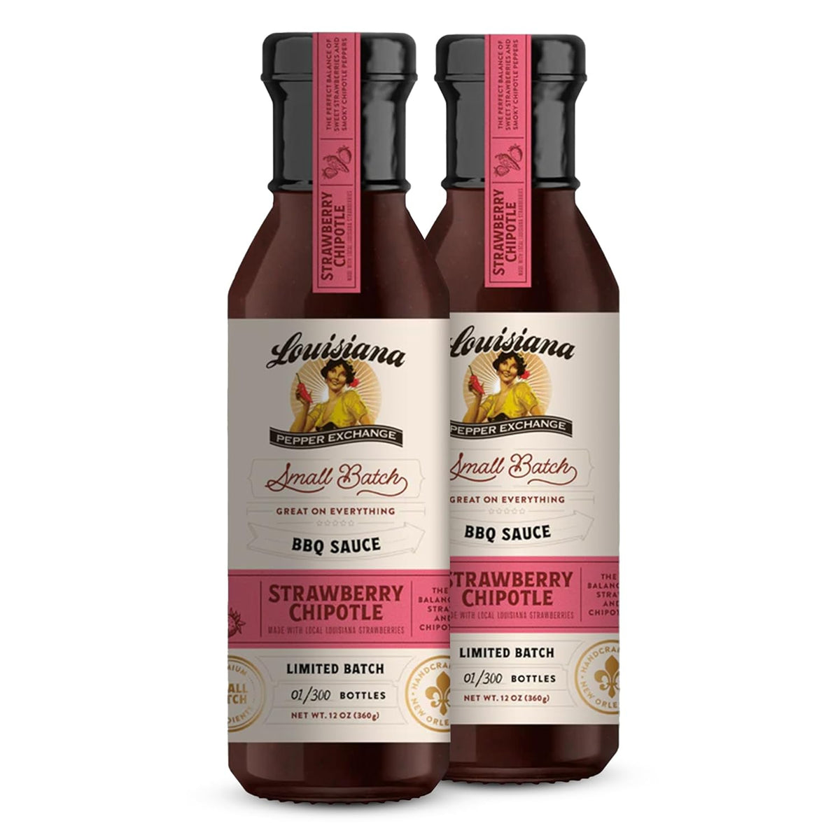 Louisiana Pepper Exchange Strawberry Chipotle BBQ Sauce, Gluten-Free, 12 Fl Oz, 2-Pack