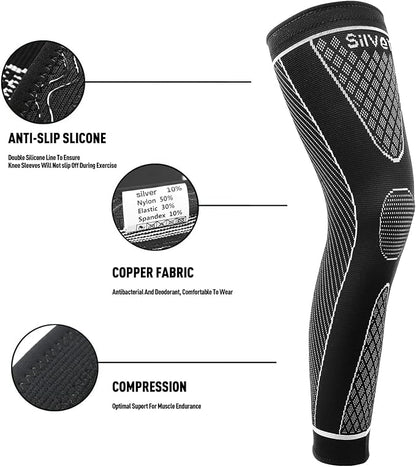 SKDK Full Leg Sleeves Long Compression Leg Sleeve Knee Sleeves Protect Leg, for Man Women Basketball, Arthritis Cycling Sport