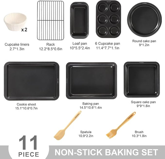CHEFMADE Bakeware Set, 11-Piece Nonstick Kitchen Baking Set Carbon Steel Oven Bakeware