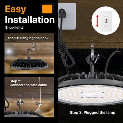 250W LED High Bay Lights - 4 Pack UFO High Bay Lights 37500 LM, 5000K Daylight, 0-10V Dimmable, IP65 Waterproof for Garage, Warehouse, Pole Barn, ETL Listed