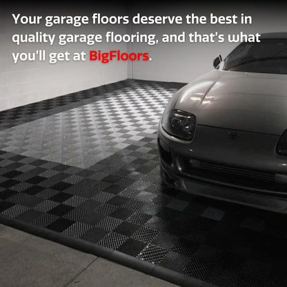 Big Floors RaceDeck Free-Flow Open Rib Self-Draining Design, Durable Copolymer Plastic Interlocking Modular Garage Flooring Tile (Graphite, 12 Pack of 12 x 12" Tiles)