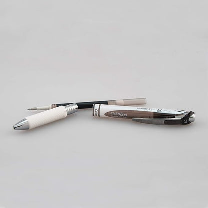 Pentel EnerGel Pearl RTX Retractable Liquid Gel Pen, (0.7mm), Medium Line, Needle Tip, Black Ink, 12 pack (BLN77PW-A)