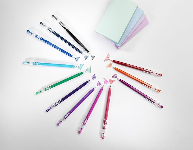 PILOT FriXion Ball Stick 07-0.7mm Nib Tip - Erasable Gel Ink Pens - In Wallet Packaging (Essential Wallet of 8)