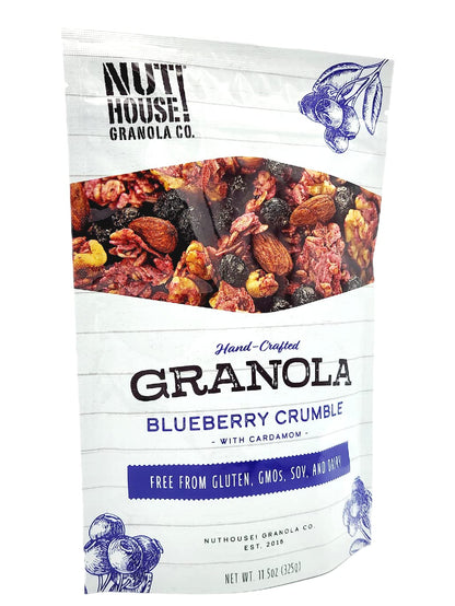 NutHouse! Granola Company - Premium Blueberry Crumble Granola | Certified Gluten-Free, Non-GMO, Kosher | Vegan, Soy-Free | 11.5 oz. Bag (1-Pack)
