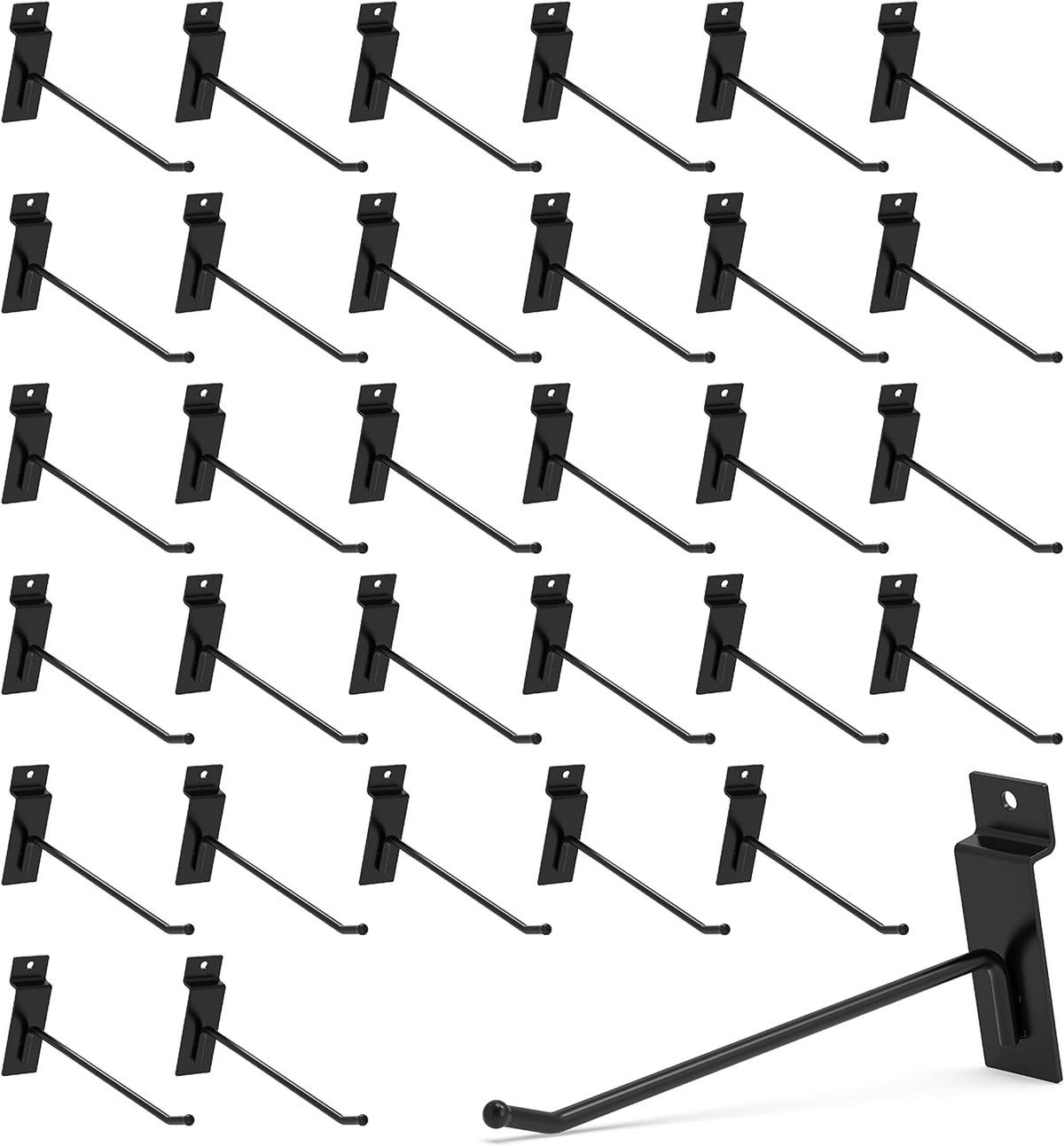 unp POETISKE Slatwall Hooks 32PC 8 Inch Slatwall Accessories Slatwall Panel Hooks Garage Organization Slat Wall Hooks Heavy Duty Pegboard Gridwall Hooks Display Hooks for Retail Black