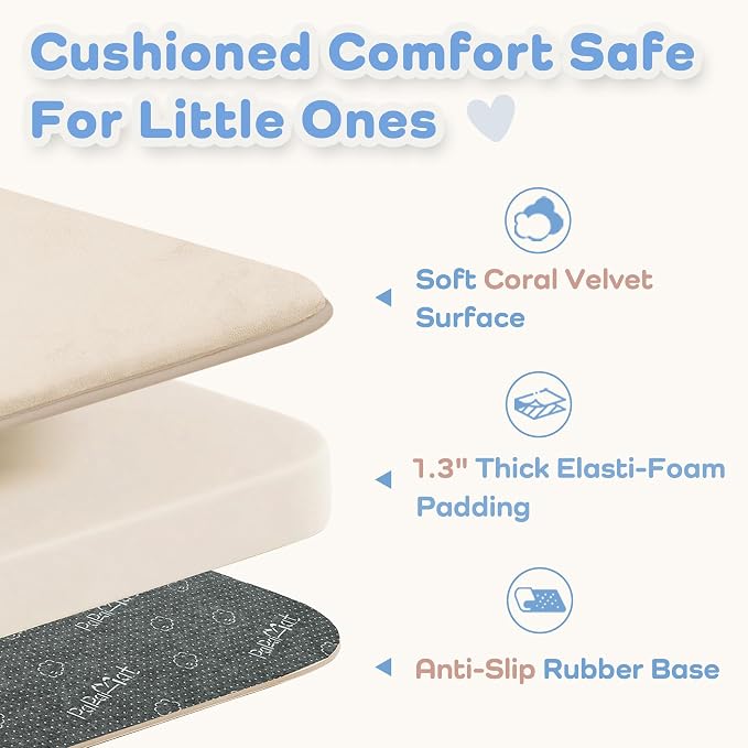 1.3" Thick Baby Floor Play Mat 59x79, Basic Padded Foam Mat for Tummy Time Crawling, Non Slip Cushioned for Babies Toddlers Infants Kids (Beige)